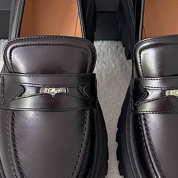 Maje Black Leather Moccasins Brand New Authentic Size 40 - Picture 5 of 8